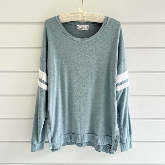 Hippie Rose Juniors Striped-Sleeve High Low Sweater Top Size Large - Picture 2 of 8